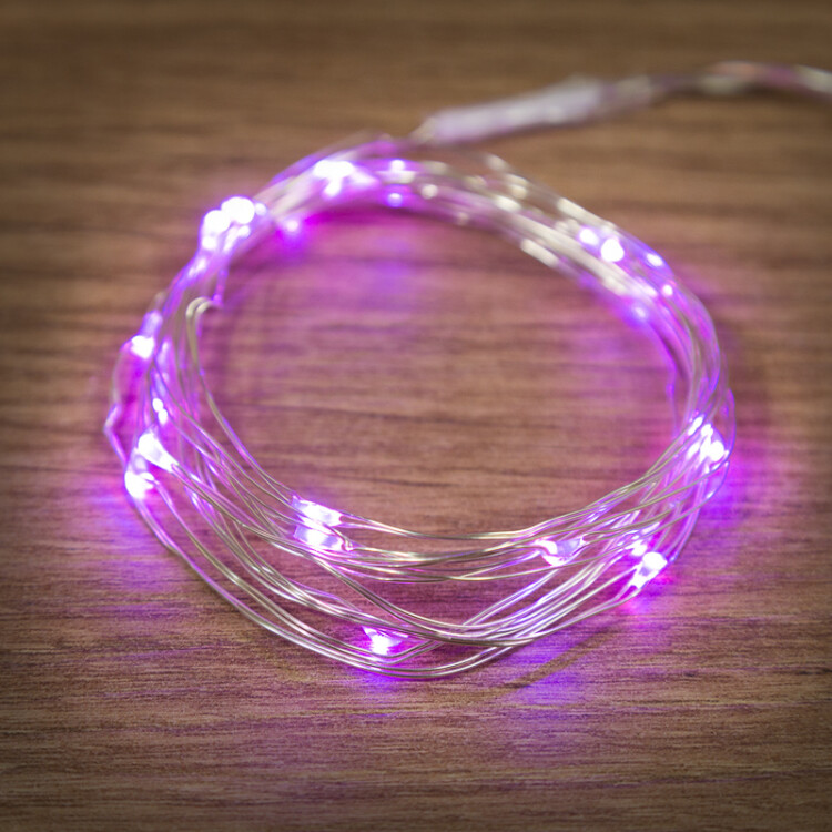 РАСПРОДАЖА Гирлянда внутр. (LED) 2м 20LED розовый свет (3хAA) "Роса" Neon-Night